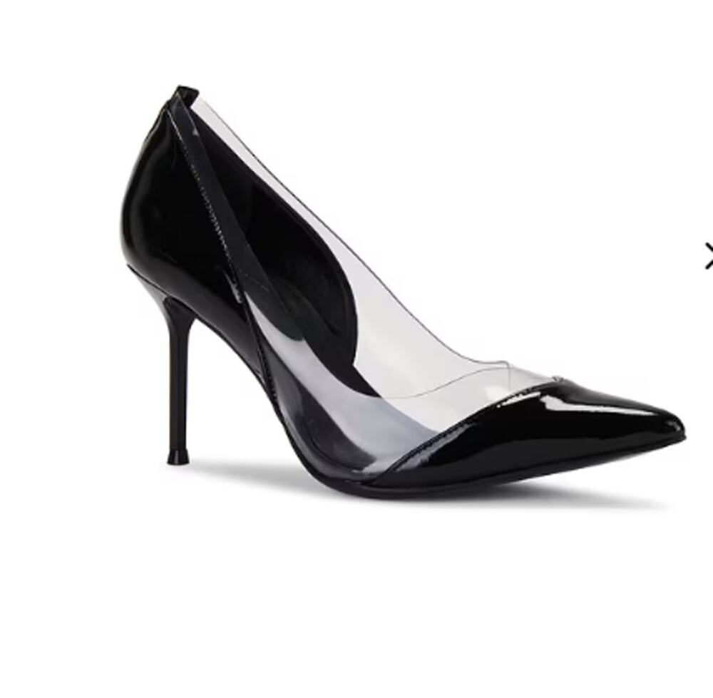 Schutz Andie Shoes Women's Size 8.5 Black Clear PVC Pointed Toe Heels Pumps